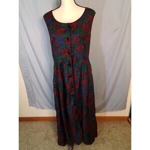 Allen Lolly floral maxi dress. reds and greens